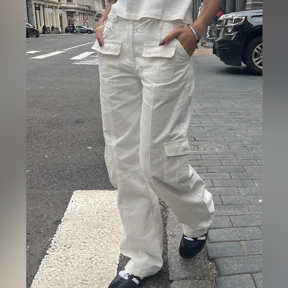 Brandy Melville White Kim Cargo Pants